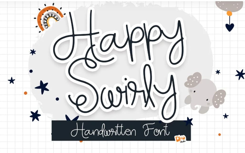 Happy Swirly Kids Handwriting Font