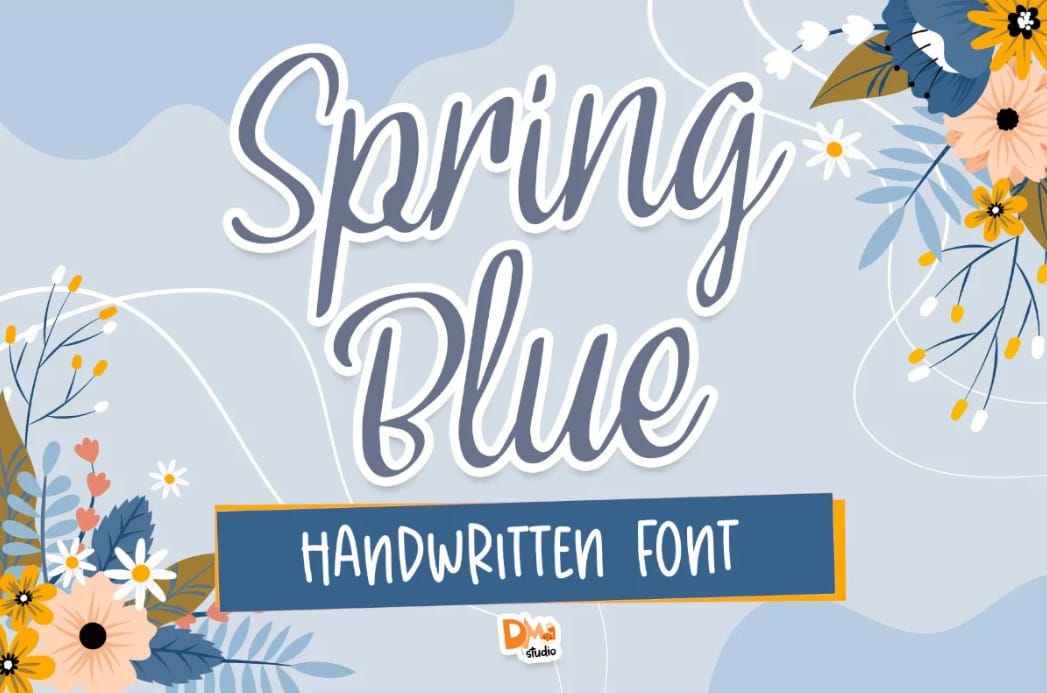 Spring Blue Handwritten Happy Holiday Font 
