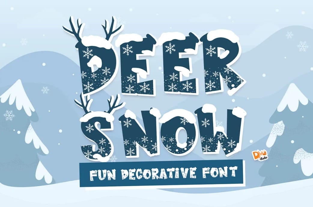 Deer Snow Christmas Holiday Font 